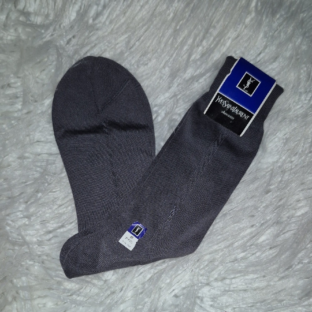 New! Yves Saint Laurent Vintage Gray Dress Socks Classic Crew